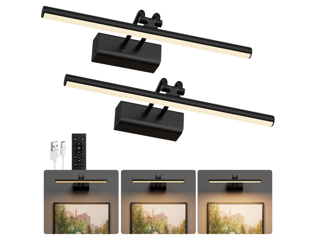 Battery Operated Wall Light, 13.8'', Set of 2, Black, RF Remote Control 4000mAh Cordless, Wall Light, Magnetic for Easy to Charge,Timers, Display...