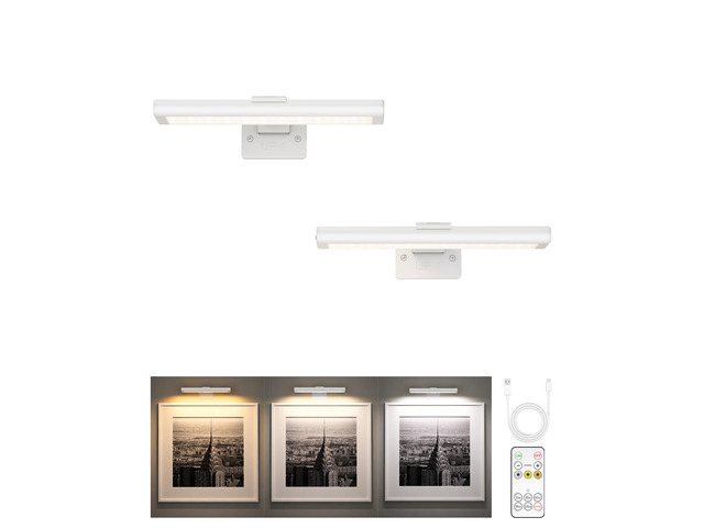 Picture Light for Wall, Rechargeable 2400mAh Lights Wireless with IR Remote, 3 Color & Dimmable Magnetic 7.87'' LED Lights Display for Painting,...