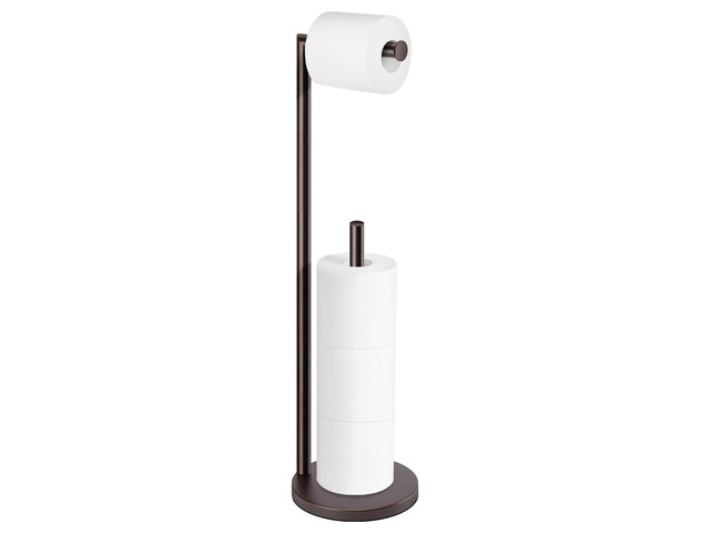 Toilet Paper Holder Stand, Bathroom Free Standing with Storage, Bronze Rustproof Toilet Paper Roll Holder for 4 Rolls,with Non-Slip Stable...