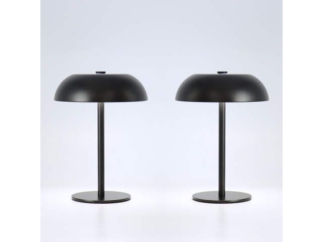 2 Pack Cordless Mushroom Table Lamp, Rechargeable, Dimmable 3 Color, Black Small, 8.46in, Portable, Easy to Assemble, Metal Structure,...
