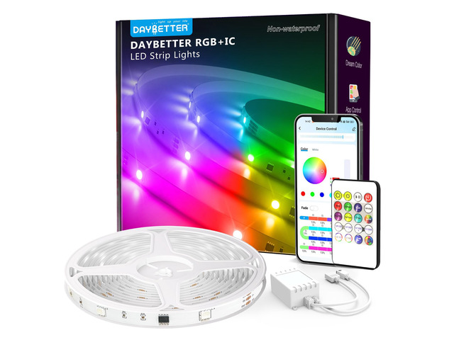 100ft Smart IC LED Strip Lights, BGRIC LED Lights for Bedroom, DIY Multiple Colors on One Line, App Control Color Changing Strip Lighting Music...