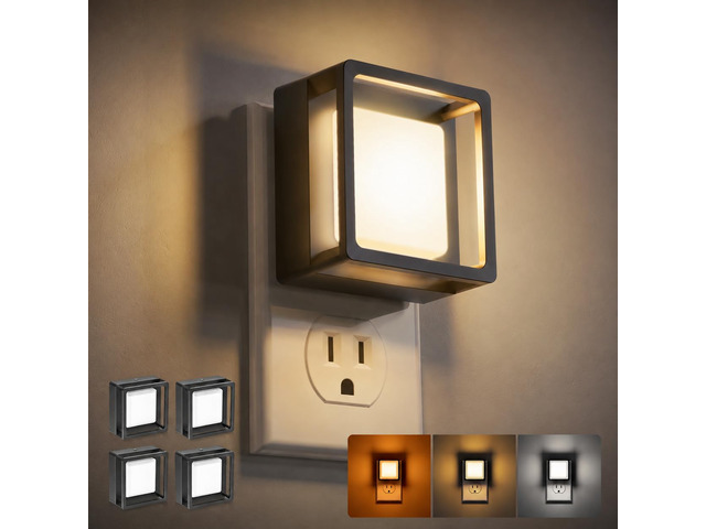LED Night Light,Night Lights Plug Into Wall [4 Pack],3CCT Dusk-to-Dawn Sensor,Dimmable Nightlights,Adjustable Brightness,for Bathroom Hallway...
