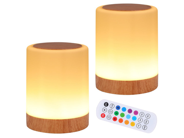 Touch Bedside Table Lamp,13 RGB Colors & 5 Brightness, USB Rechargeable Desk Lamp, Remote Control Dimmable Light with RGB Color Changing,Portable...