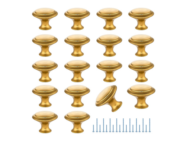 Gold Cabinet Drawer Hardware,30mm Kitchen Cabinet Knobs,30 Pack Drawer Pulls, Stainless Steel, Round Shape, Smooth Touch, with Installation Screws,...