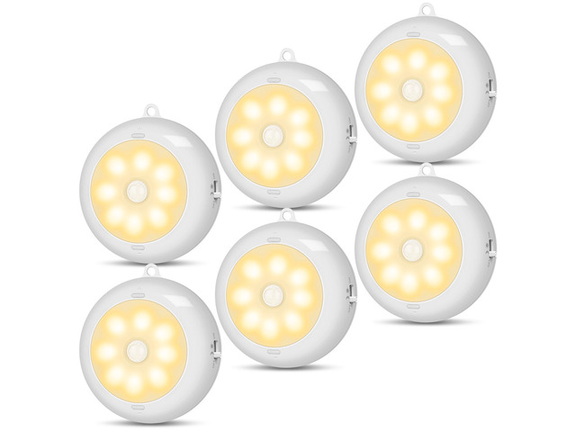Motion Sensor Light Indoor AA Battery Operated, Under Cabinet Lighting, Magnetic Stick on LED Puck Lights for Stair, Wall, Closet, Dimmable, Warm...