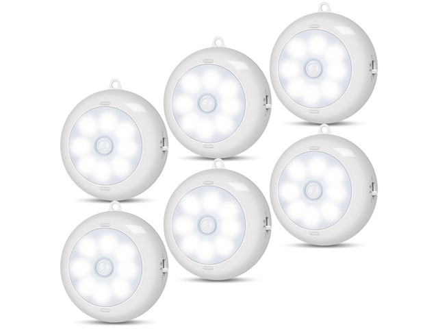 Motion Sensor Light Indoor AA Battery Operated, Under Cabinet Lighting, Magnetic Stick on LED Puck Lights for Stair, Wall, Closet, Dimmable, Cool...