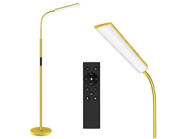 LED Floor Lamp, Stepless Adjustable 3000K-6000K Colors, Golden Bright 15W Floor Lamps for Living Room with 1H Timer, Reading Standing Lamp with...