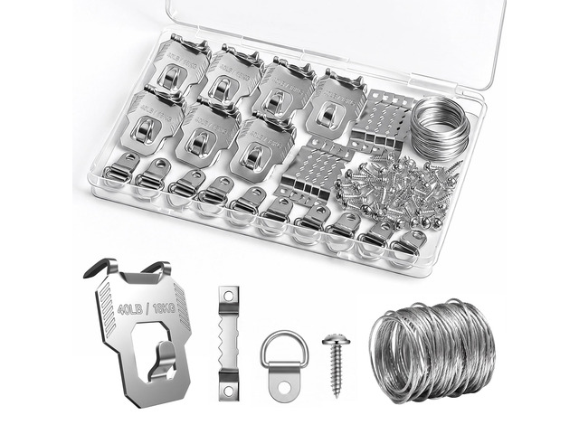91Pcs 40LB Drywall Picture Hanging Hooks Heavy Duty No Damage Picture Hangers Claw Hardware Kit Tool Nail Free Wall Hanger Hooks for Room Office...