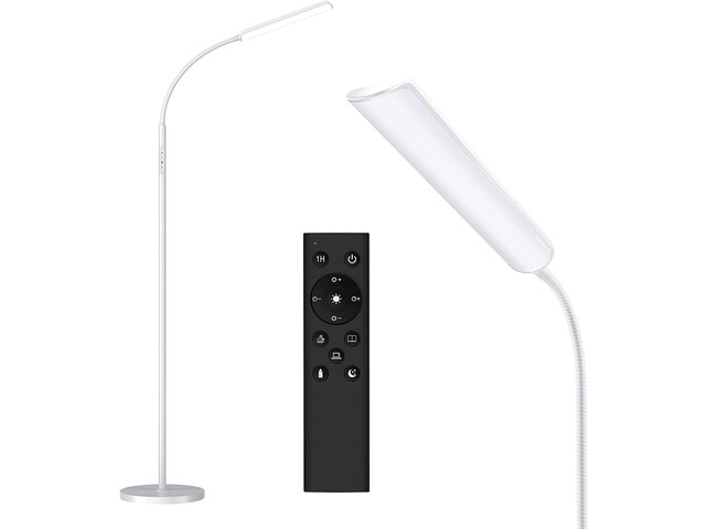 LED Floor Lamp, Stepless Adjustable 3000K-6000K Colors, White Bright 15W Floor Lamps for Living Room with 1H Timer, Reading Standing Lamp with...