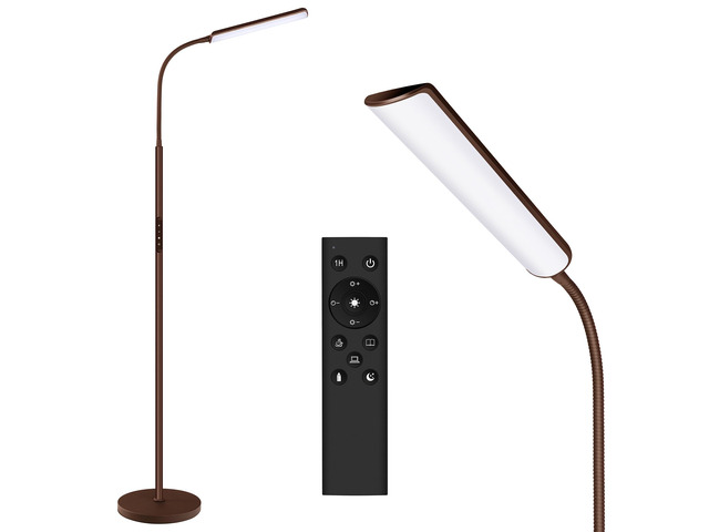 LED Floor Lamp, Stepless Adjustable 3000K-6000K Colors, Brown Bright 15W Floor Lamps for Living Room with 1H Timer, Reading Standing Lamp with...
