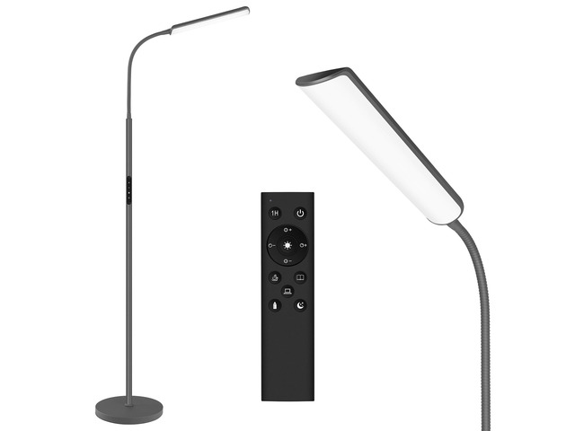 LED Floor Lamp, Stepless Adjustable 3000K-6000K Colors, Grey Bright 15W Floor Lamps for Living Room with 1H Timer, Reading Standing Lamp with...
