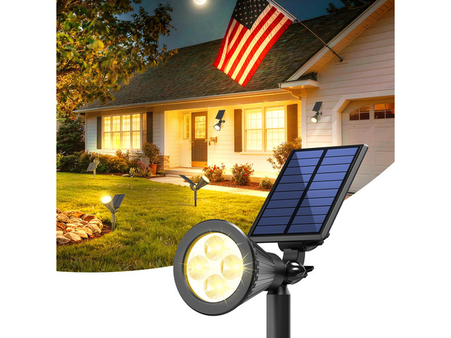 1 Pack Solar Spot Lights Outdoor Waterproof with Focus Beam Solar SpotLights for Flag Tree, 2 Lighting Modes, Solar Landscape Lights for Yard...