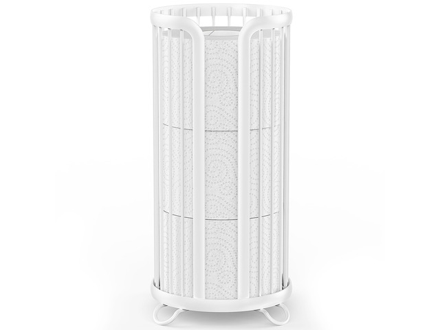 Toilet Paper Holder Stand, Freestanding Toilet Paper Storage,White Waterproof Raised Feet,Rustproof,Fit 3 Mega Rolls,No Drilling No...