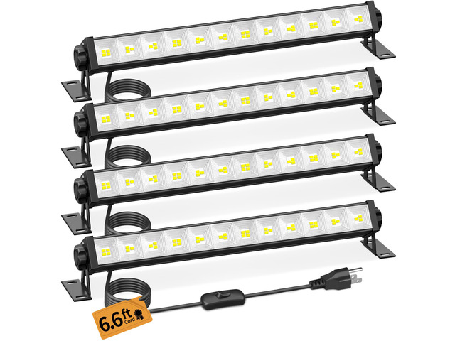 40W LED Shop Lights, 5400LM Plug in Garage Light, 6000K Daylight, 4 Pack 6.6FT Cord, Switch, Work Lights for Garage, Workshop, Workbench, Basement,...