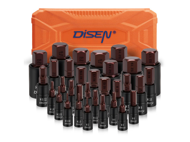 32-Piece HEX Bit Socket Set SAE & Metric Allen Wrench Socket Set with Enhanced Storage Case, Premium Heat Treated Chrome Vanadium Steel & S2 Alloy...