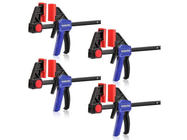 6' Bar Clamps for Woodworking, 150 lbs Load Limit, 4-Pack One-Handed Clamp/Spreader, Light Duty Quick-Change F Clamps for Woodworking