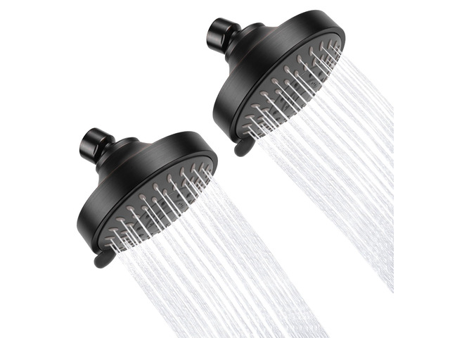 High Pressure Rain Shower Head 2PCS 5 Modes 4.1' Oil Rubbed Bronze Low Water Pressure Compatible, Powerful Spray Fixed Showerhead for a Relaxing...