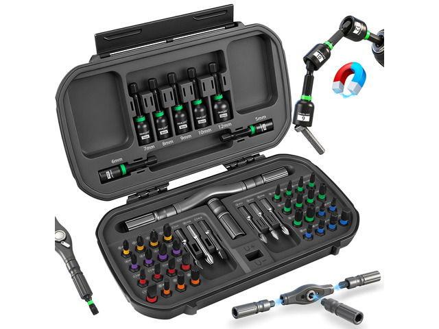 46 in 1 Magnetic Ratchet Screwdriver Set, Multi-Bit Screwdriver Kit, Nut Driver Set, Detachable Ratchet Handle with Storage Case, Repair Tool Kit...