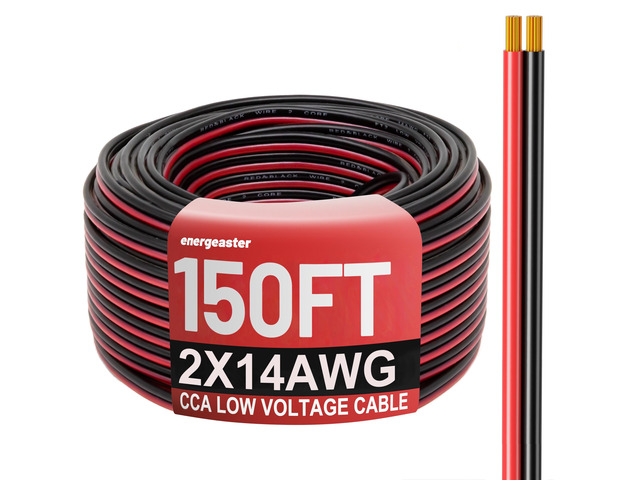 14 Gauge Wire 150FT, 14AWG Automotive Wire Electrical Wire 2 Conductors Red Black Cable, Low Voltage Copper Clad Aluminum Extension Cord for...
