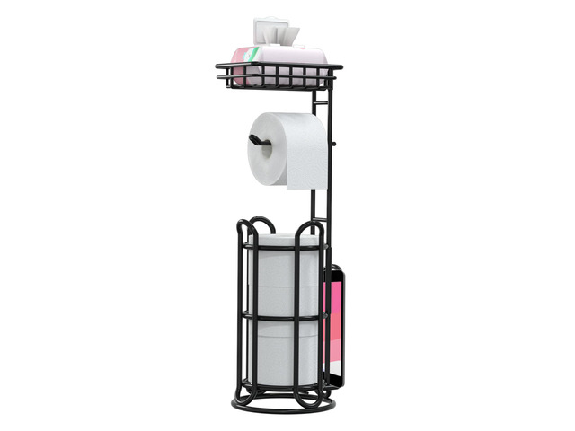 [Upgrade] Toilet Paper Holder Stand with Shelf Tissue Holders for Bathroom Free Standing Bath Tissue Roll Holder Magazine Rack for Mega...
