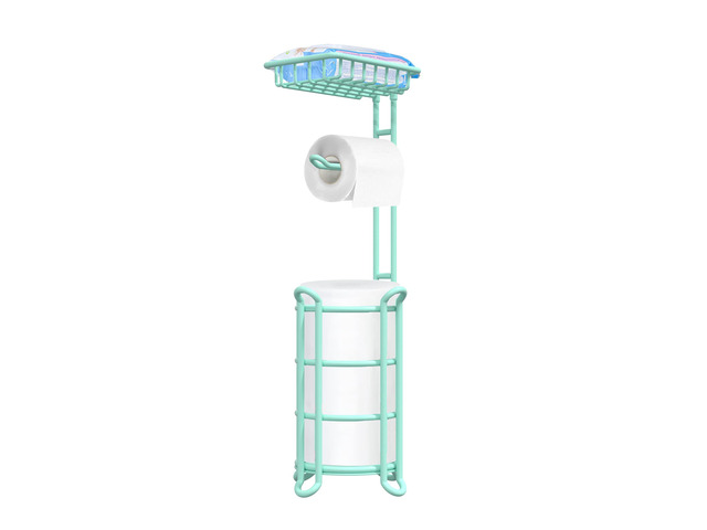 Toilet Paper Roll Holder Stand Nautical Bathroom Tissue Dispenser with Shelf for Larger Rolls-Mint