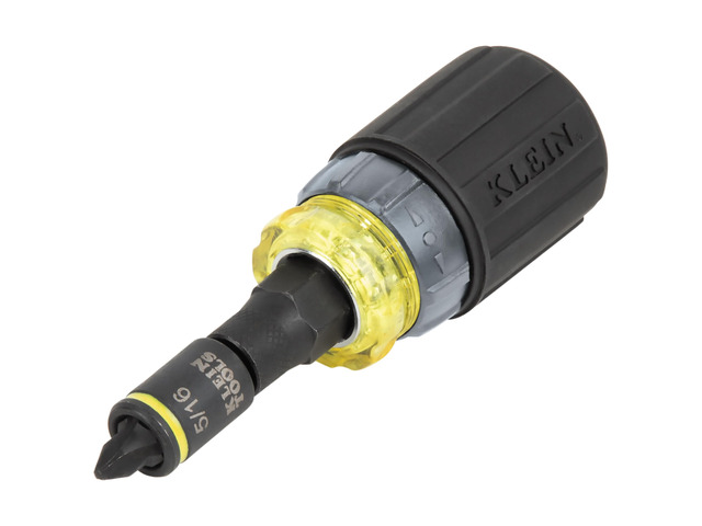 32561HDRT KNECT 7-in-1 Ratcheting Screwdriver, Impact Rated, Stubby with Phillips, Slotted Bits, 3 Nut Drivers, Adapter, 7-Piece
