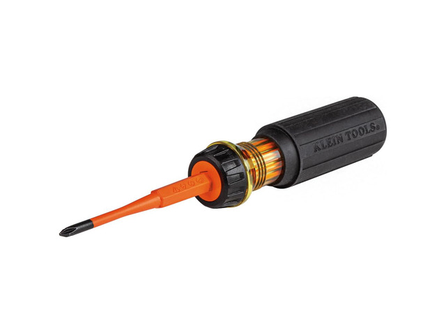 32286 Insulated Screwdriver, 2-in-1 Screwdriver Set with Flip Blade, #1 Phillips and 3/16-Inch Slotted Tips, Double-Ended Blades