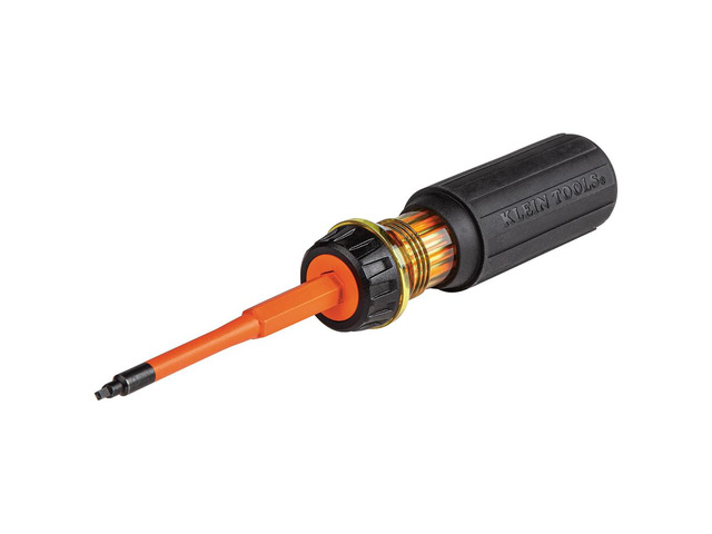 32287 Insulated Screwdriver, 2-in-1 Screwdriver Set with Flip Blade, #1 and #2 Square Tips, Double-Ended Blades