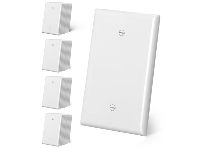 Oversized Blank Wall Plate Covers, 40 Pack, ETL Listed Jumbo Blank Outlet Covers, 1-Gang No Device Switch Plates, Over-Size 3.5'' X 5.5'', Impact...