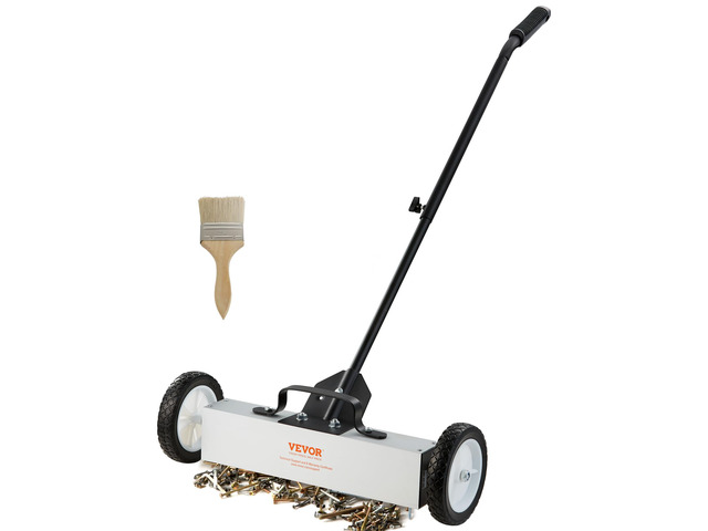 45Lbs Rolling Magnetic Sweeper with Wheels, 18-inch Large Magnet Pickup Lawn Sweeper, Push-Type Magnetic Pick Up Sweeper, Magnet with Telescoping...