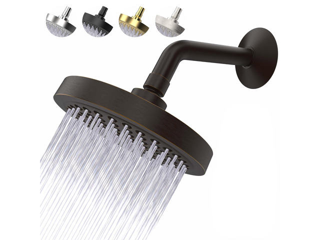Shower Head - High Pressure 2.5 GPM - Oil Rubbed Bronze Anti-clog silicone nozzles, removable restrictor, easy-clean fixed replacement