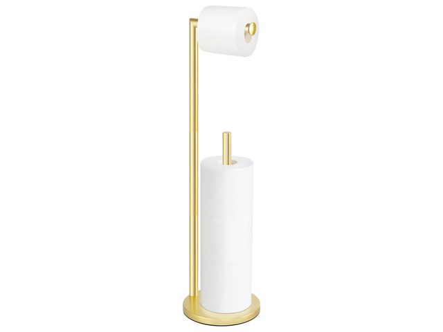 Toilet Paper Holder Stand, Gold Toilet Paper Holder Free Standing Toilet Paper Holder for 4 Rolls, Bathroom Organizers and Storage with Anti-Slip...