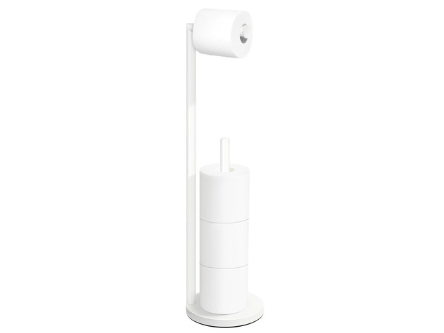 Toilet Paper Holder Stand, White Toilet Paper Holder Free Standing Toilet Paper Holder for 4 Rolls, Bathroom Organizers and Storage with Anti-Slip...