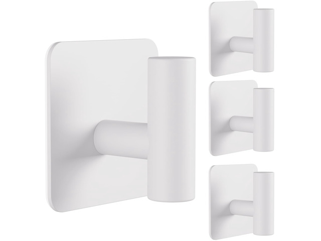 4 Pack Large Heavy Duty Wall Hooks - 26lb Max, Stainless Steel Adhesive Towel Hook, Shower Hooks for Hanging Towel, Coat, Robe, Wall Hook for Use...