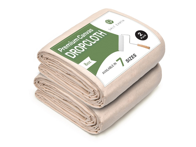 2Pk Recycled Cotton All Purpose Canvas Tarp Cover Painter Drop Cloth-4x5ft Reusable Paint Drop Cloth, 100% Recycled Cotton Canvas Tarp Cover for...