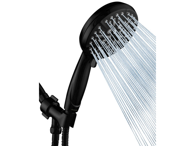 Matt Black Shower Head with Handheld Spray High Pressure-Multifunction Strong Flow Rain Massage Showerhead with Extra long Hose and Adjustable...