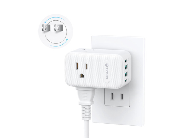 2 Prong to 3 Prong Outlet Adapter with 360 Rotating Plug 3 AC Power Splitter with 2 PD20W USB C, Travel Plug Adapter for US to Japan, Wall Outlet...