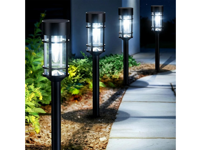 Solar Pathway Lights Outdoor, 8 Pack Metal Glass Solar Lights Outdoor Waterproof Auto On/Off Landscape Path Lighting Garden Decor for Yard Walkway...