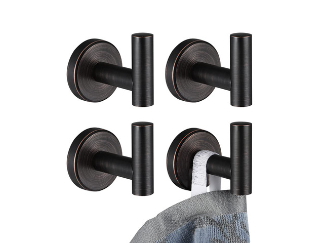 Bathroom Towel Hook Oil Rubbed Bronze, 304 Stainless Steel 0.8mm Coat Robe Clothes Hook for Bathroom Kitchen Garage Wall Mounted (Pack of 4),...