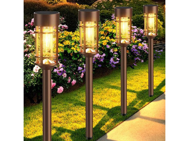 8 Pack Solar Outdoor Lights, Bright Up to 12 Hrs Solar Lights for Outside, Waterproof Solar Garden Lights for Patio, Yard and Landscape, Brown