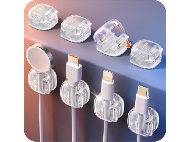 Cable Clips,8 Pack Cord Holder Cord Organizer [1s Lock & Strongest Adhesive] Spring Cord Clips Phone Charger Wire Desk Cable Management Nightstand...