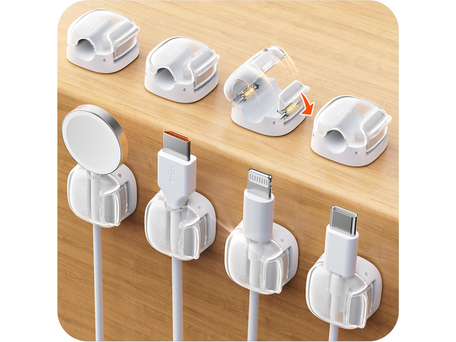 Cable Clips,8 Pack Cord Holder Cord Organizer [1s Lock & Strongest Adhesive] Spring Cord Clips Phone Charger Wire Desk Cable Management Nightstand...