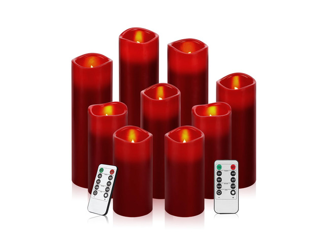 Flameless Candles (Burgundy Set of 9)