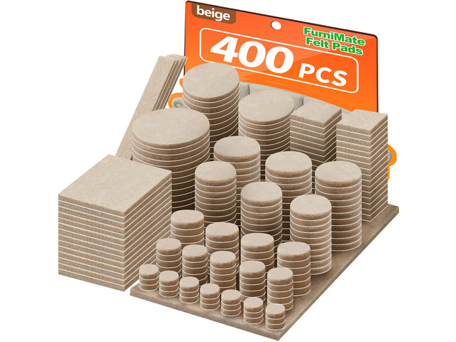 Felt Furniture Pads 400 Pieces, Furniture Pads for Hardwood Floors Beige Self-adhesive felt pads prevent scratches and noise, ideal for chair legs,...