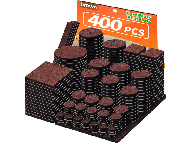 Felt Furniture Pads 400 Pieces, Furniture Pads for Hardwood Floors Brown Self-adhesive felt pads prevent scratches and noise, ideal for chair legs,...