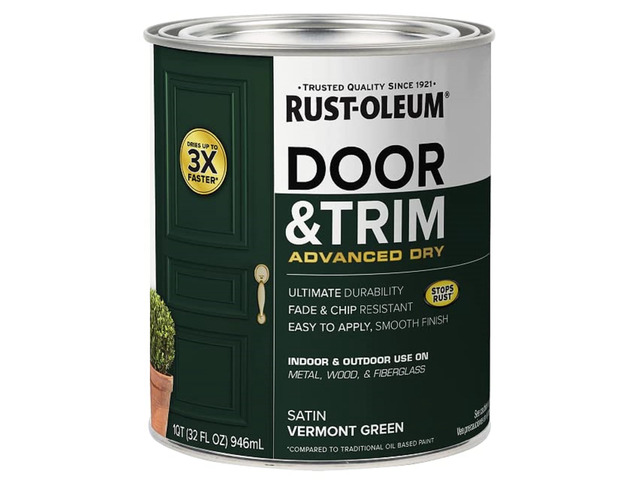 Stops Rust Door & Trim Paint, Satin Vermont Green Ultimate Durability on Metal, Wood and Fiberglass Durable Chip and Fade Resistance Smooth Finish...