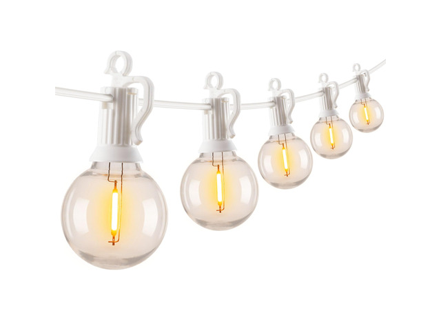 Outdoor String Lights, 29FT G40 LED IP65 Waterproof Patio Lights 12 Shatterproof Edison Bulbs, Plug-In, Dimmable, Connectable, Hanging Light for...
