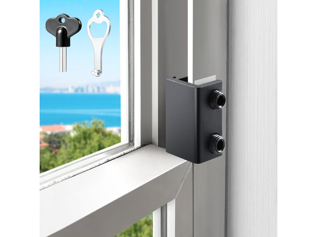 Sliding Window Locks with Key6 Sets for Horizontal Vertica Window Window Locks, Aluminum Stops, Sturdy Long-Lasting, Lock Closed or Ajar for Safe...