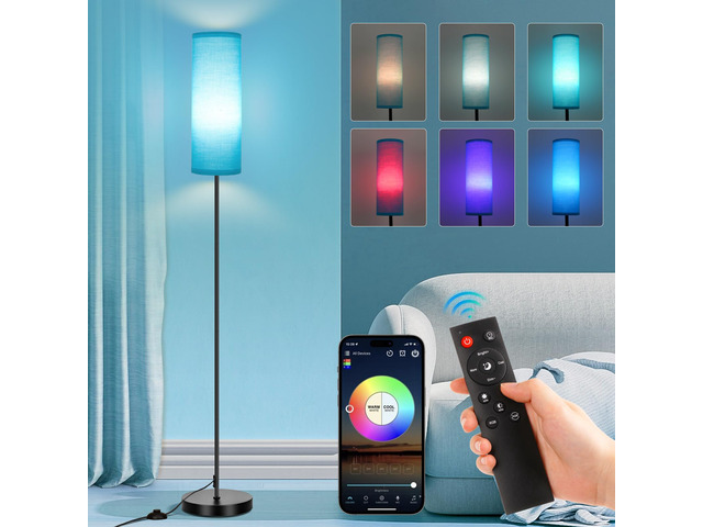 Floor Lamp, 9W 800LM Smart Bulb, Tall Lamp, Turquoise Shade Music Sync, App& Remote Control, Color Changing Ambient Lighting Standing Lamp for...