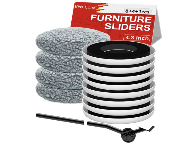 New Upgrade Furniture Sliders - Multi-Surface 3-in-1 Movers Sliders Round Moving Pads with 8PCS 4.3' Carpet Sliders + 4PCS Hard Floor Socks + 1...